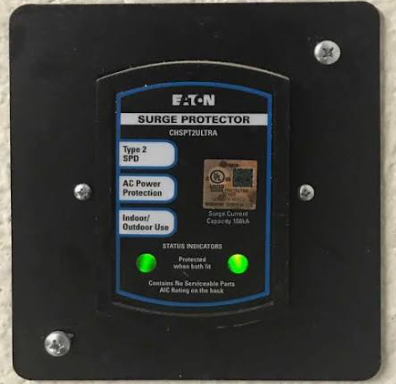 Whole-home surge protective device with two green status lights
