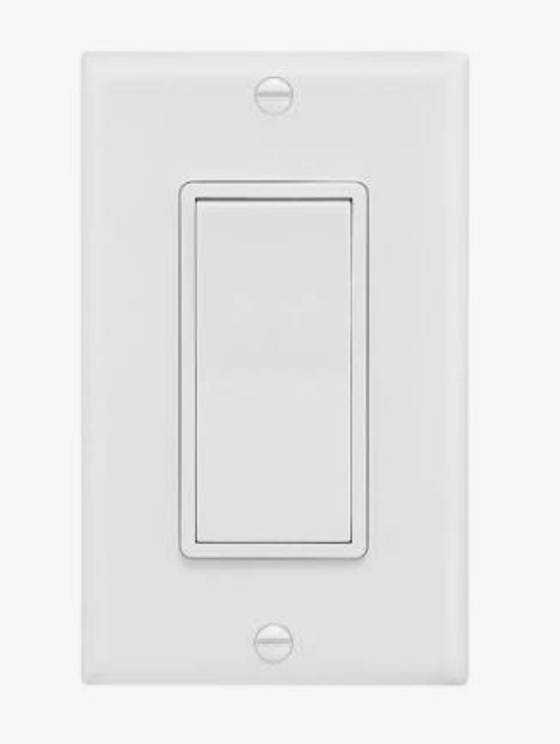 White rocker light switch and wall plate
